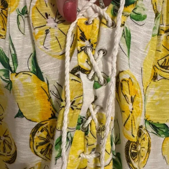 ❤️CHAPS LEMON THEME SPRING/SUMMER TOP   LARGE  #J - Picture 4 of 7
